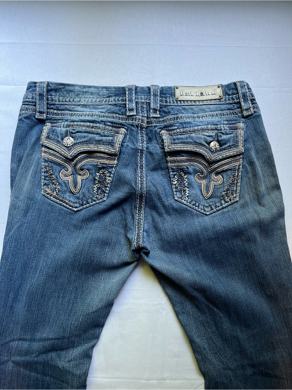 Rock Revival Women's Medium Blue Embroidered Bootcut Jeans - Picture 8 of 11